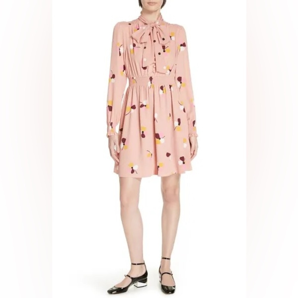 Kate Spade New York Dusk Buds Tie-Neck Dress medium excellent Preloved condition
